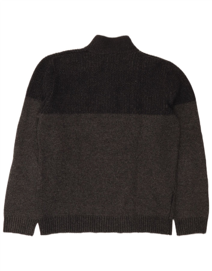 Massimo Dutti Mens Button Neck Jumper Sweater XL Grey Flecked
