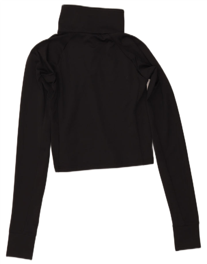 COLUMBIA Womens Crop Button Neck Pullover Tracksuit Top UK 12 Medium Black