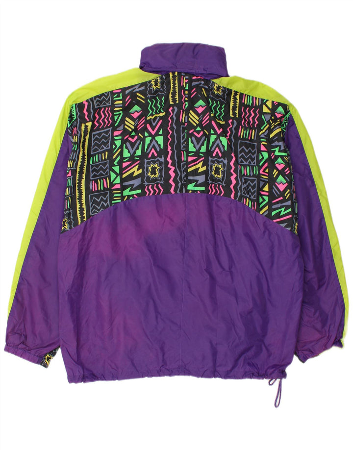 Vintage Mens Rain Jacket UK 38 Medium Purple Geometric Polyamide