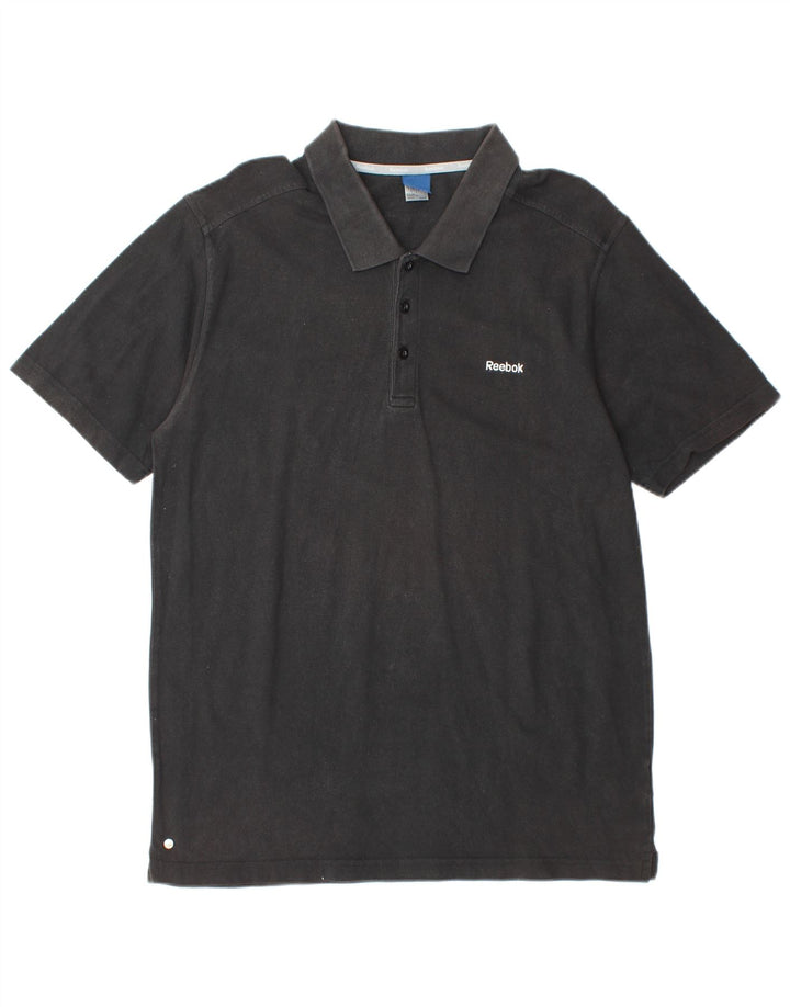 REEBOK Mens Polo Shirt Large Black Cotton