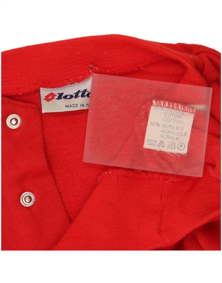 Lotto Mens Button Neck Jumper Sweater Small Red Colourblock Cotton