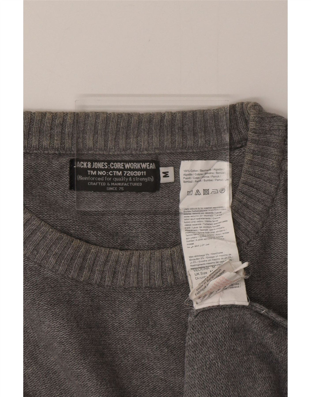 JACK & JONES Mens Crew Neck Jumper Sweater Medium Grey Cotton
