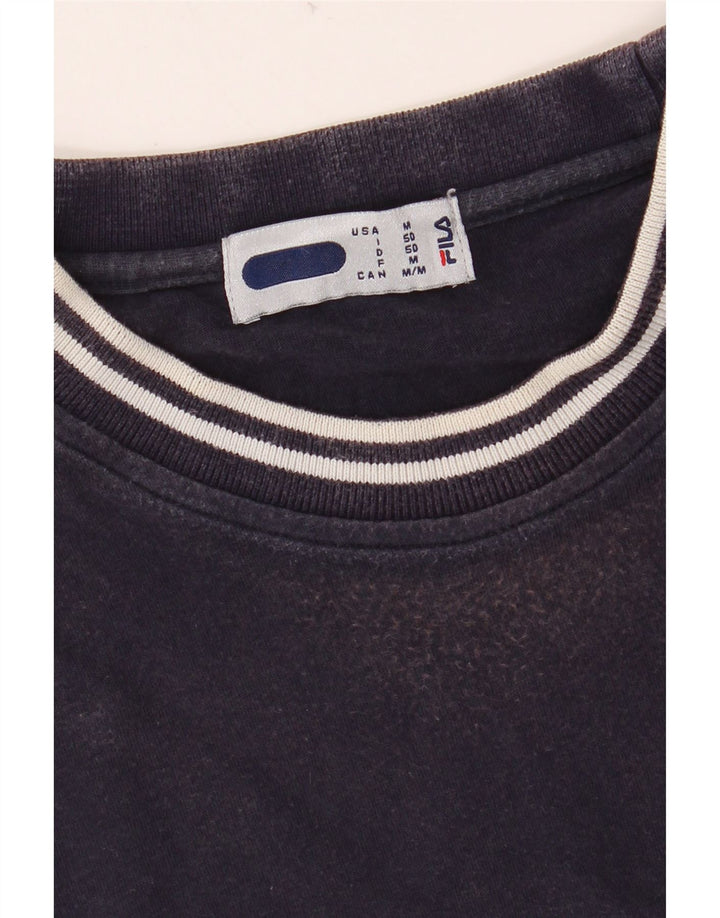 FILA Mens Graphic T-Shirt Top IT 50 Medium Navy Blue Cotton