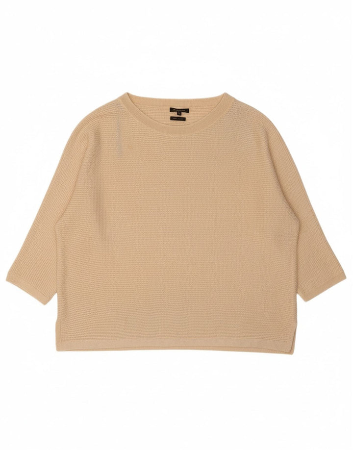 MASSIMO DUTTI Womens Oversized Boat Neck Jumper Sweater UK 14 Medium Beige