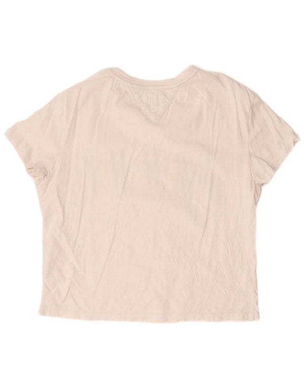 Tommy Hilfiger Womens Graphic T-Shirt Top UK 14 Medium White Cotton