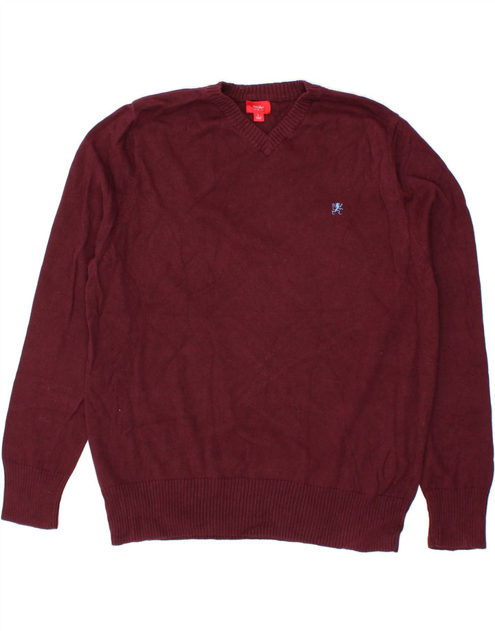 MOSSIMO Mens V-Neck Jumper Sweater Large Burgundy Cotton Vintage Mossimo and Second-Hand Mossimo from Messina Hembry 
