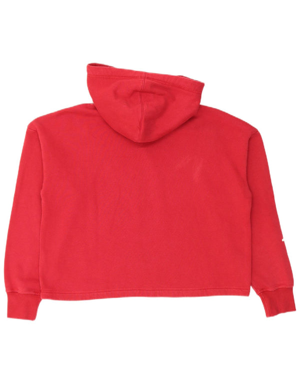 Champion Womens Oversized Crop Hoodie Jumper UK 14 Medium Red Cotton