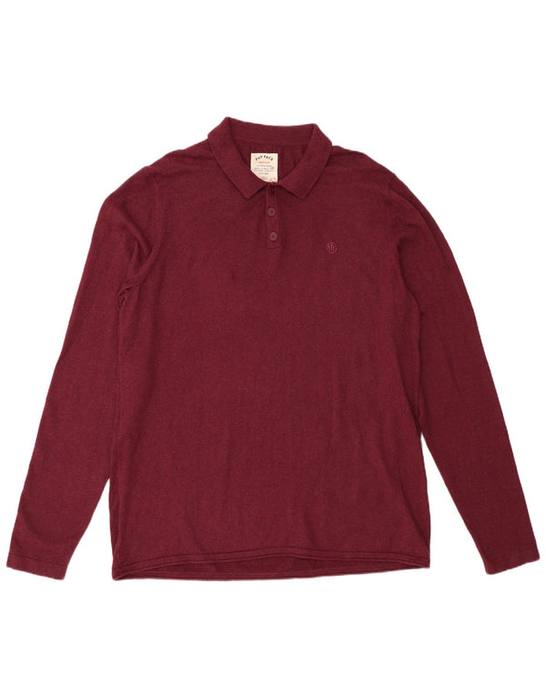Fat Face Mens Polo Neck Jumper Sweater XL Burgundy Cotton