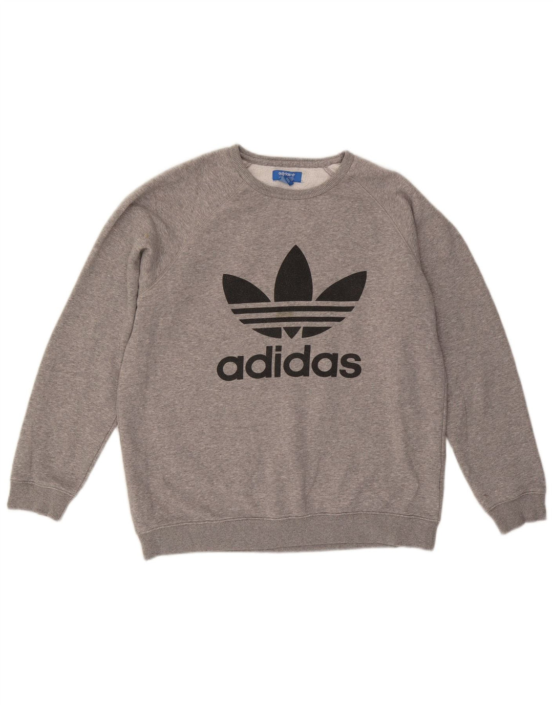 ADIDAS Mens Graphic Sweatshirt Jumper Large Grey Flecked Cotton