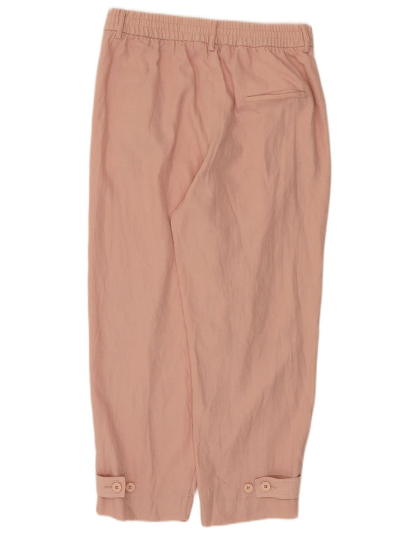 Zara Womens High Waist Tapered Cropped Trousers Medium W28 L25 Pink