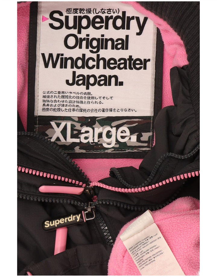 SUPERDRY Womens The Windcheater Graphic Windbreaker Jacket UK 18 XL Grey