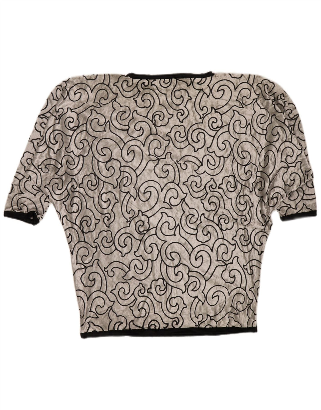 VINTAGE Womens Batwing Velvet Tunic Top UK 22 3XL Silver Geometric Viscose