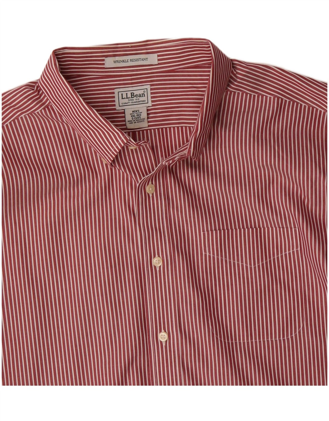 L.L.Bean Mens Shirt 2XL Red Striped Cotton