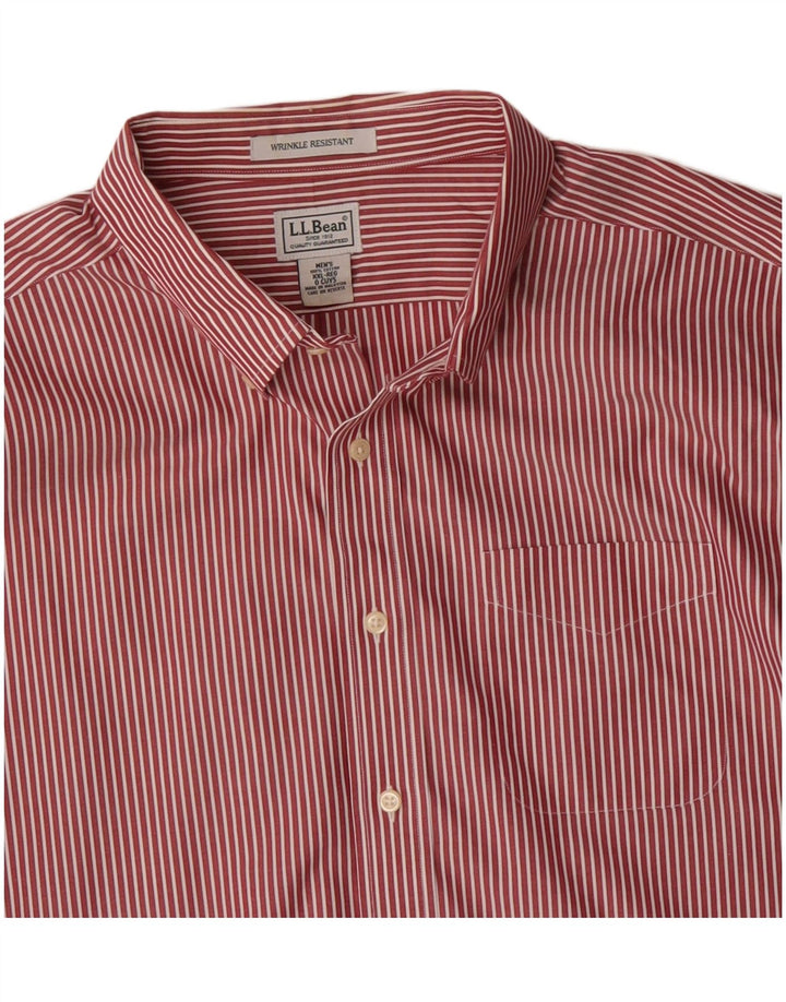 L.L.Bean Mens Shirt 2XL Red Striped Cotton