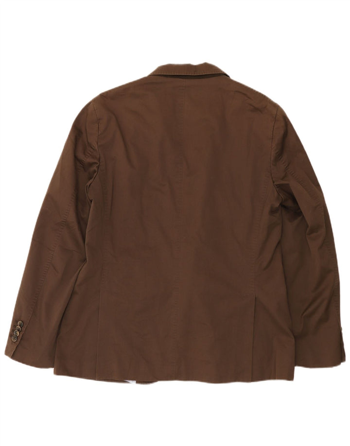 Massimo Dutti Mens 2 Button Blazer Jacket EU 54 XL Brown Cotton