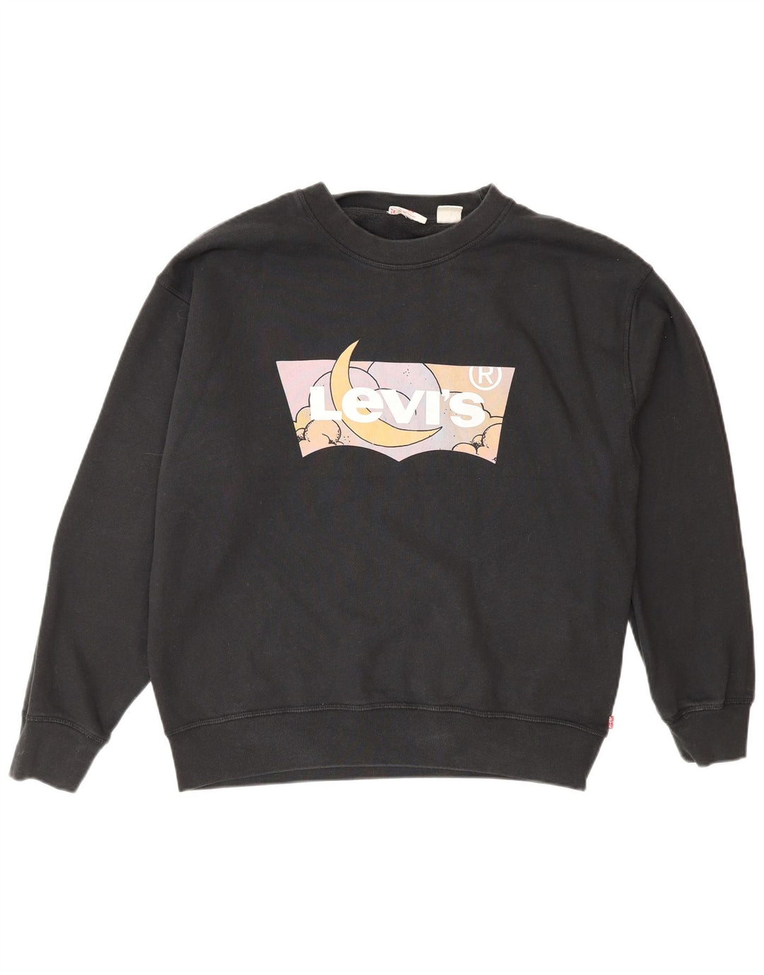 Levi's Womens Graphic Oversized Sweatshirt Jumper UK 14 Medium Black Cotton