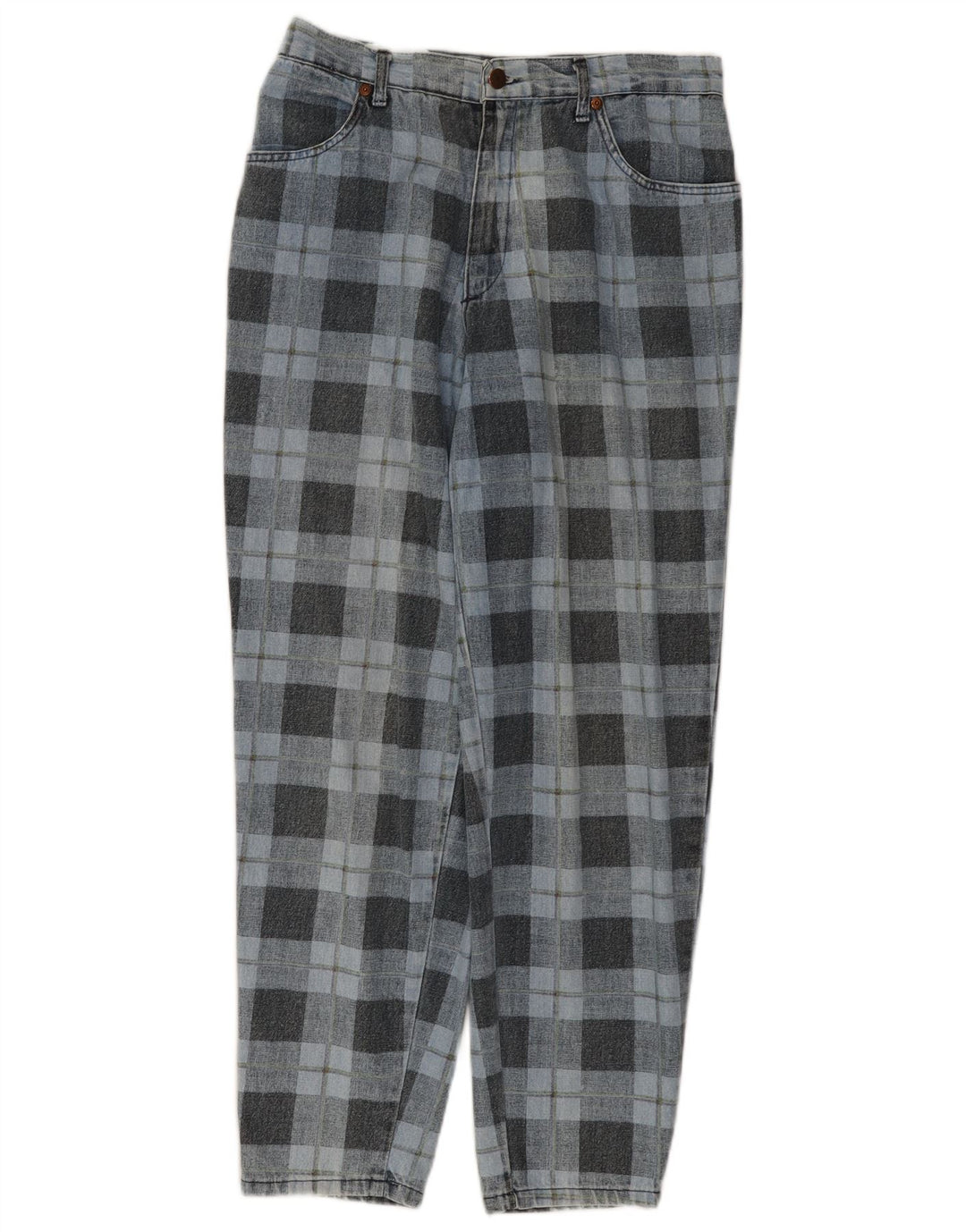 SPITFIRE Womens Tapered Jeans W34 L27  Blue Check Cotton