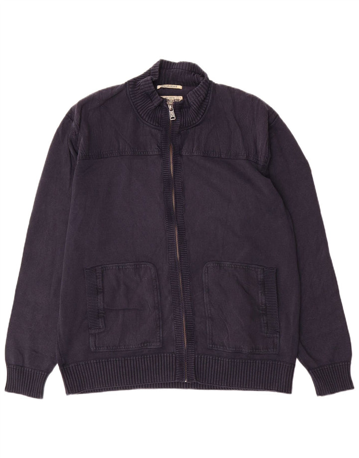 Marlboro Classics Mens Full Zip Cardigan Sweater 2XL Navy Blue