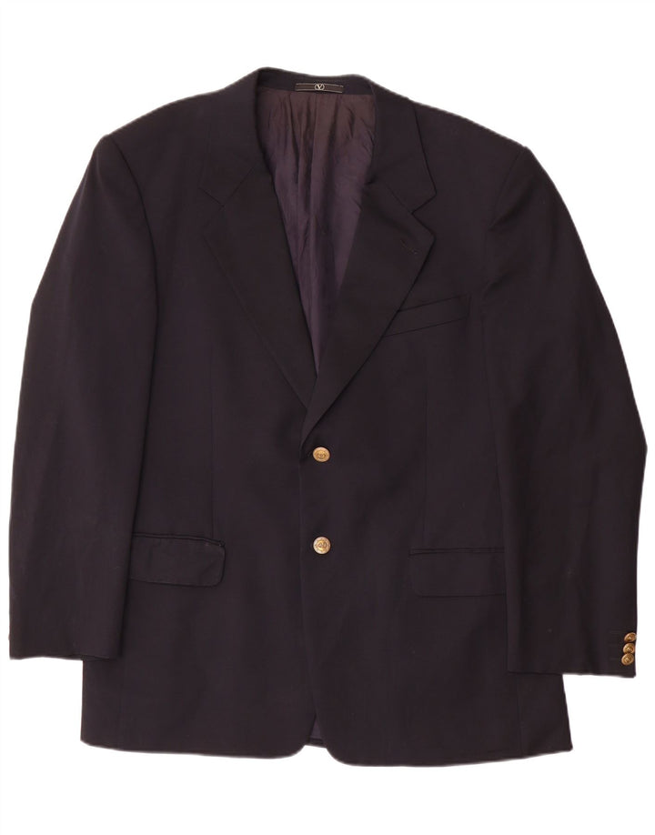 Valentino Mens 2 Button Blazer Jacket IT 52 XL Navy Blue Wool