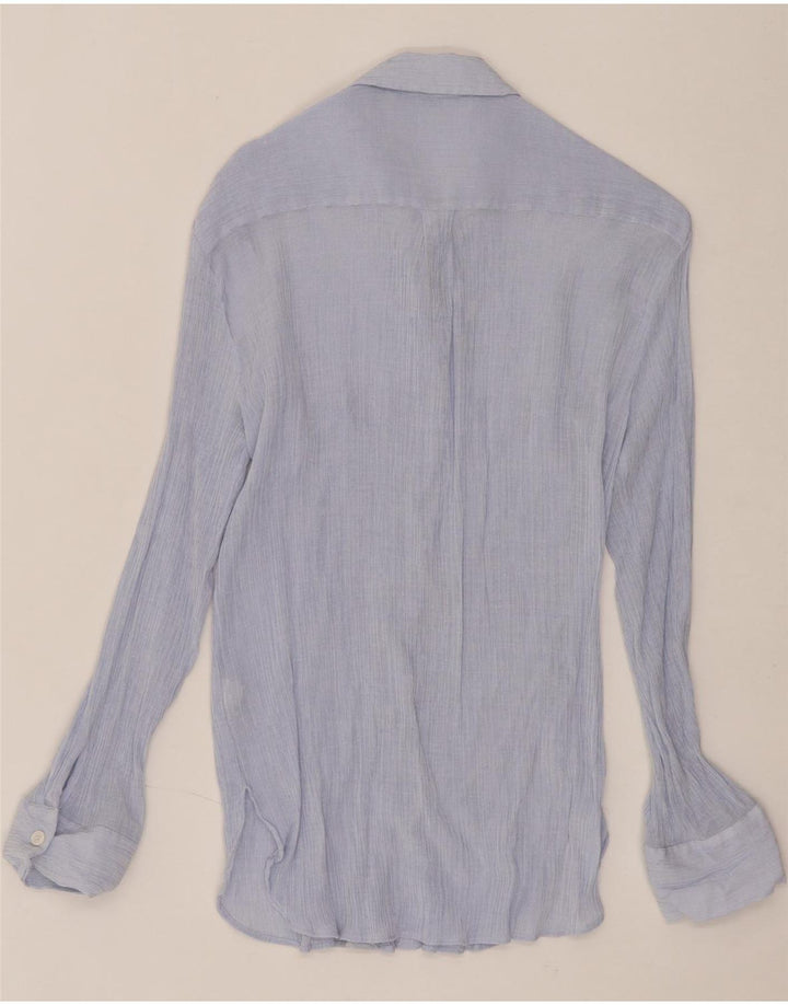 ZARA Womens Shirt Blouse UK 14 Large Blue Viscose Vintage Zara and Second-Hand Zara from Messina Hembry 