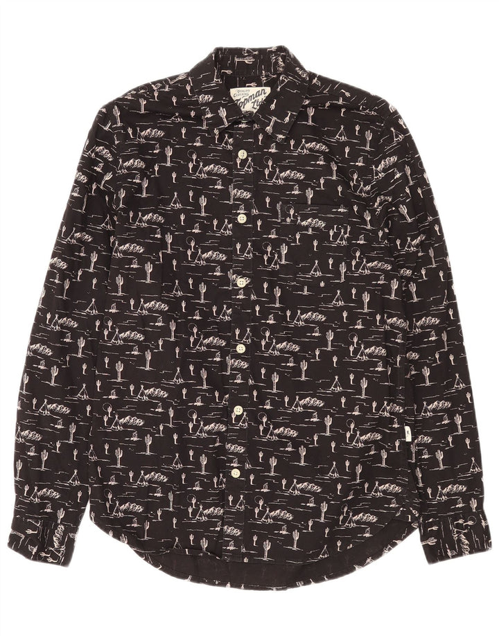 TOPMAN Mens Abstract Pattern Shirt Small Black Cotton