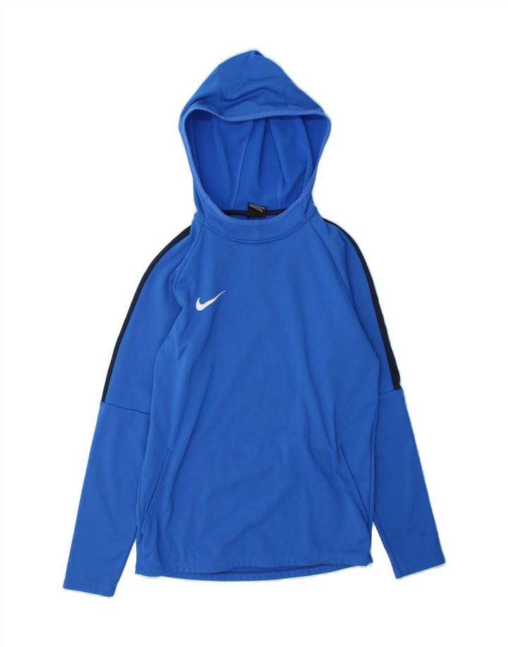 NIKE Mens Dri Fit Hoodie Jumper Small Blue Colourblock Polyester Vintage Nike and Second-Hand Nike from Messina Hembry 