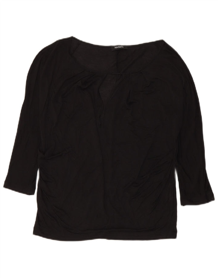 Max & Co. Womens Top 3/4 Sleeve UK 14 Medium Black Silk
