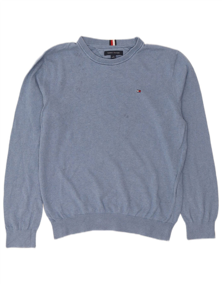 Tommy Hilfiger Mens Crew Neck Jumper Sweater Medium Blue Cotton