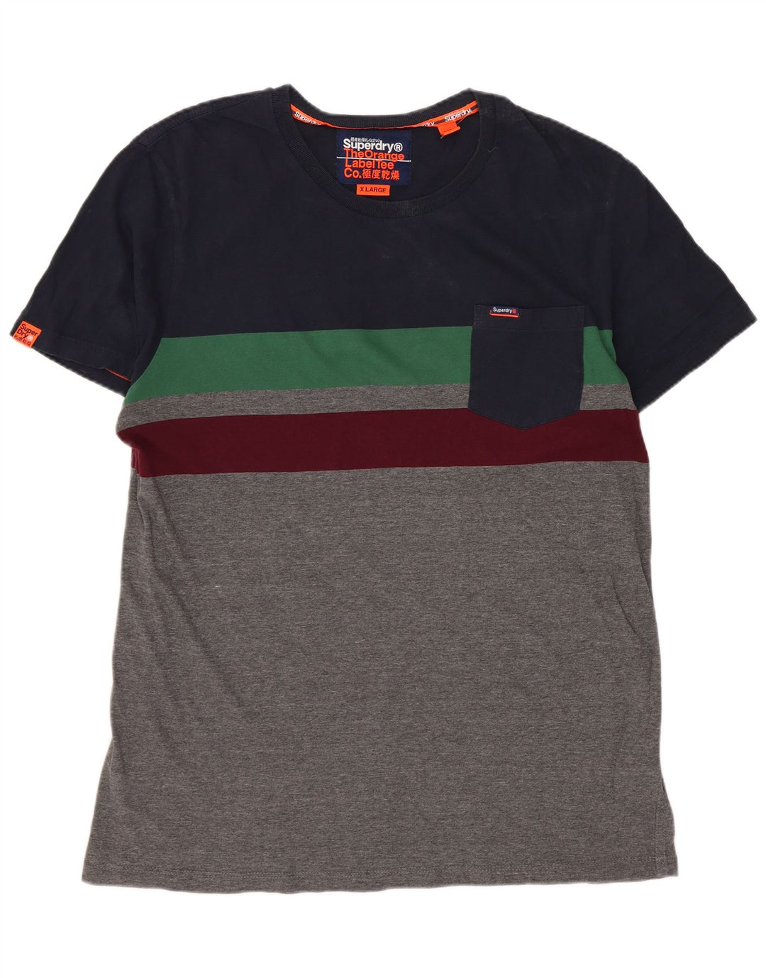 Superdry Mens T-Shirt Top XL Multicoloured Striped