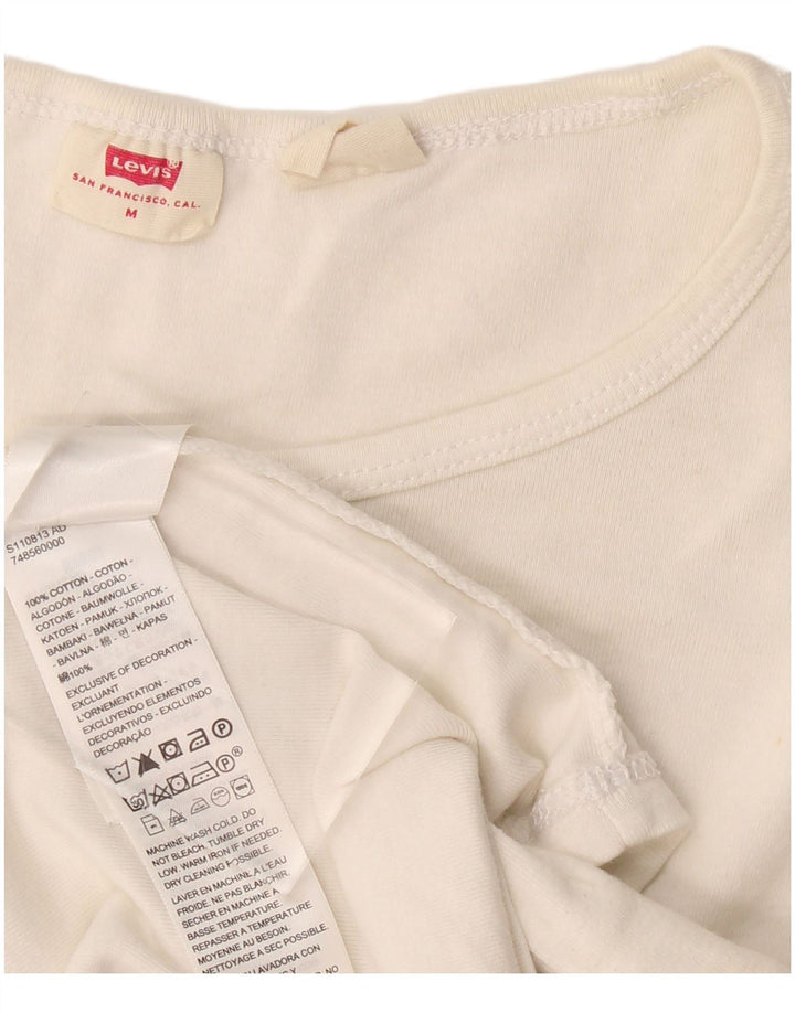 LEVI'S Womens T-Shirt Top UK 12 Medium White Cotton