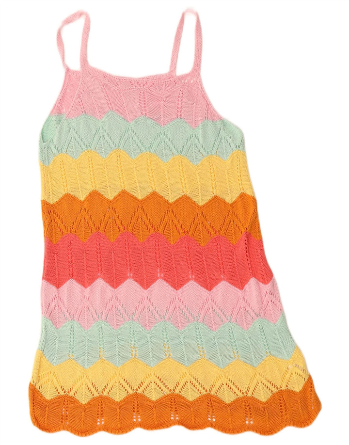 Vintage Womens Crochet Sundress UK 12 Medium Multicoloured Striped