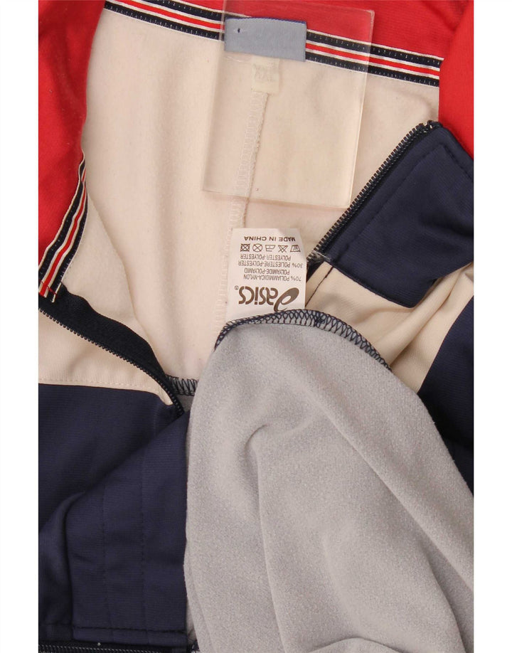 Asics Mens Graphic Tracksuit Top Jacket 2XL Navy Blue Colourblock Polyamide