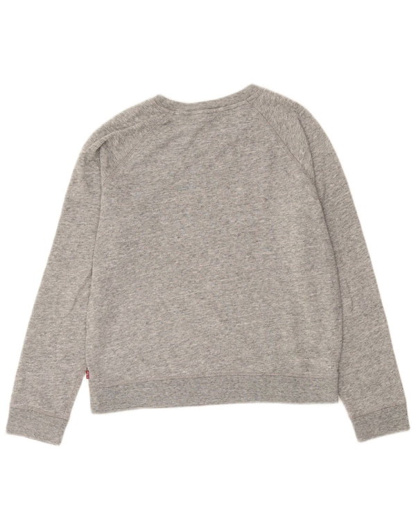 Levi's Womens Graphic Sweatshirt Jumper UK 14 Medium Grey Flecked