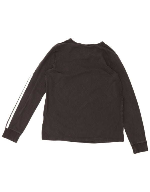 Adidas Womens Top Long Sleeve UK 14 Medium Black Cotton Sports