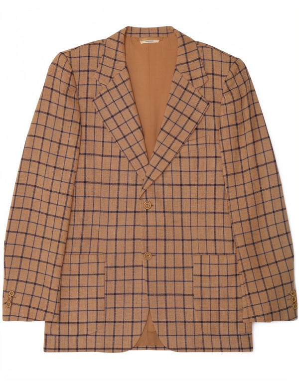 Cerruti 1881 Mens 2 Button Blazer Jacket IT 54 2XL Beige Check Classic