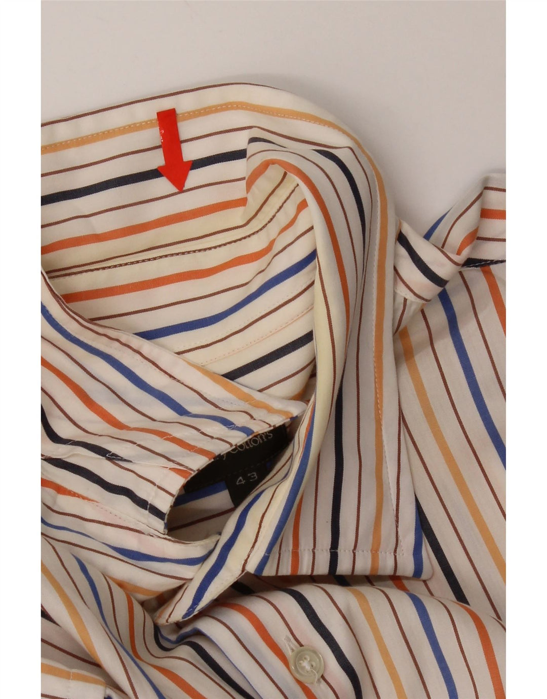 Henry Cottons Mens Shirt Size 43 Large Multicoloured Striped Cotton