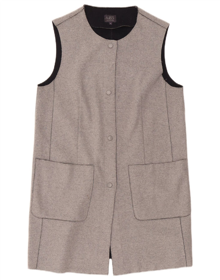 Marks & Spencer Womens Longline Cardigan Sweater UK 14 Medium Grey