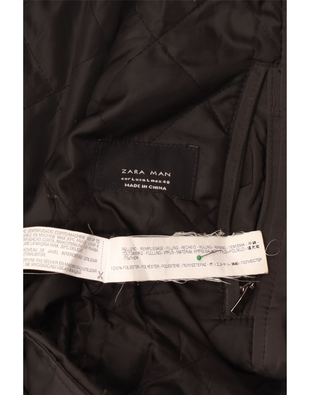 Zara Mens Windbreaker Jacket UK 40 Large Black Polyester