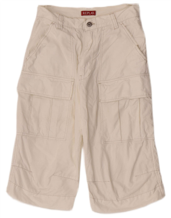 Replay Mens Cargo Shorts W28 Small  White
