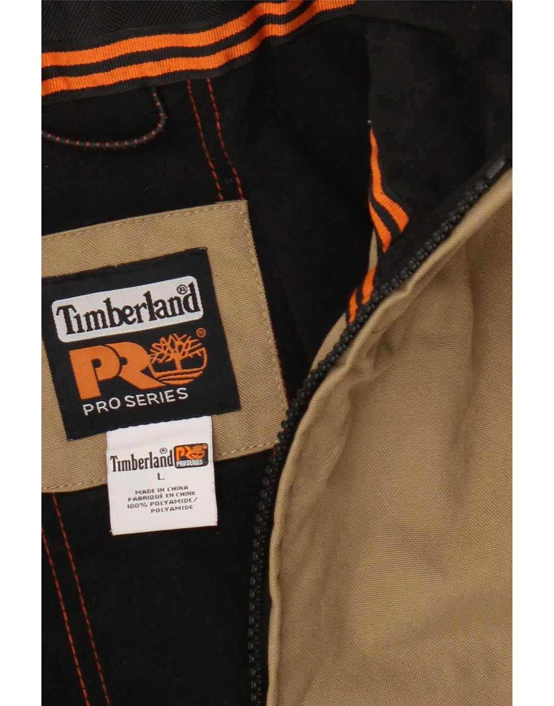 Timberland Mens Bomber Jacket UK 40 Large Beige Colourblock Polyamide