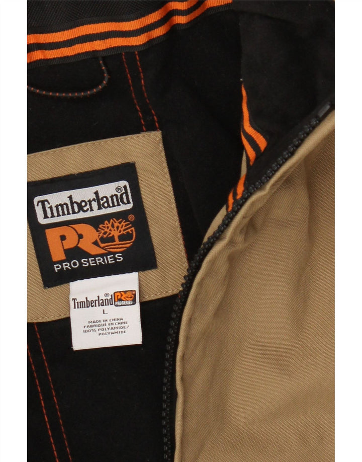 Timberland Mens Bomber Jacket UK 40 Large Beige Colourblock Polyamide