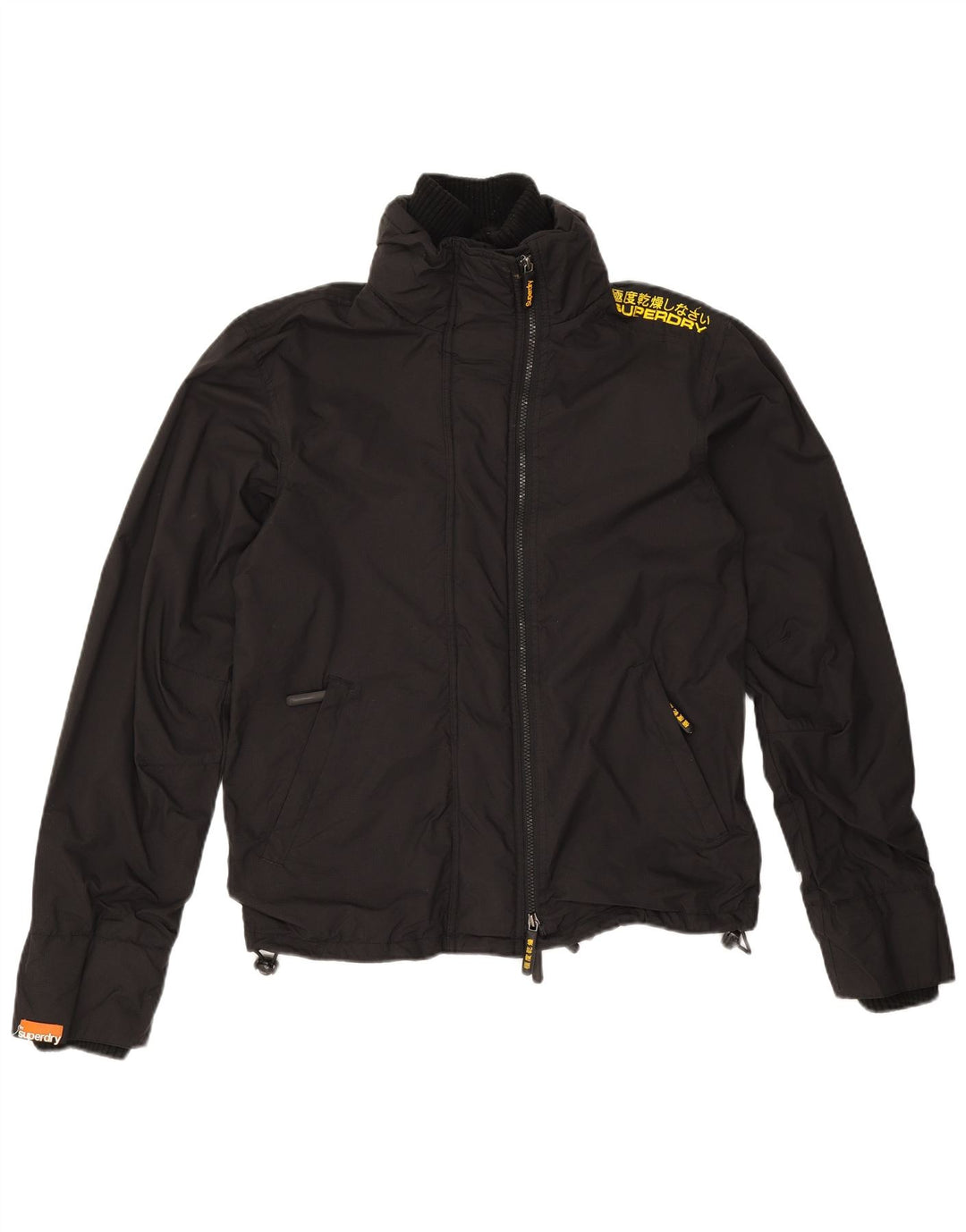 Superdry Womens Windbreaker Jacket UK 14 Medium Black Nylon