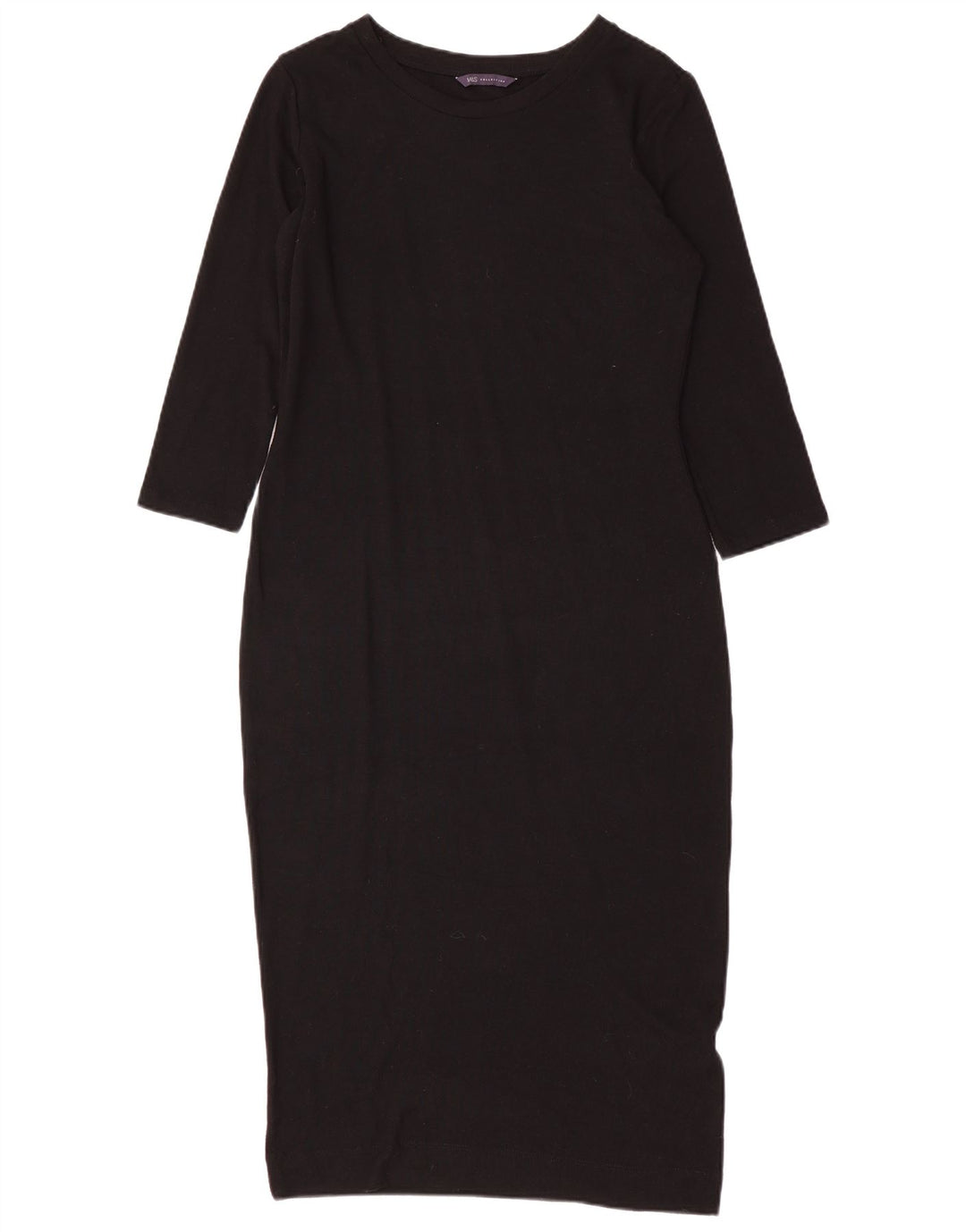 MARKS & SPENCER Womens 3/4 Sleeve Sheath Dress UK 10 Small Black Polyester