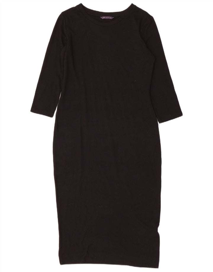 MARKS & SPENCER Womens 3/4 Sleeve Sheath Dress UK 10 Small Black Polyester