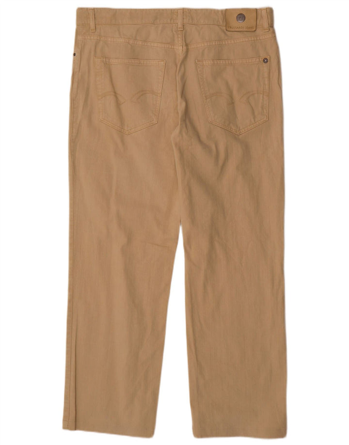 TRUSSARDI Mens Straight Casual Trousers W38 L29  Beige Cotton