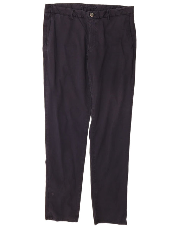 MASSIMO DUTTI Mens Slim Fit Chino Trousers EU 44 Large W34 L32 Navy Blue