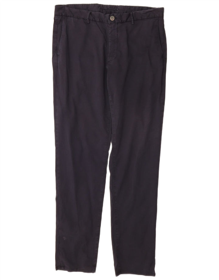 MASSIMO DUTTI Mens Slim Fit Chino Trousers EU 44 Large W34 L32 Navy Blue