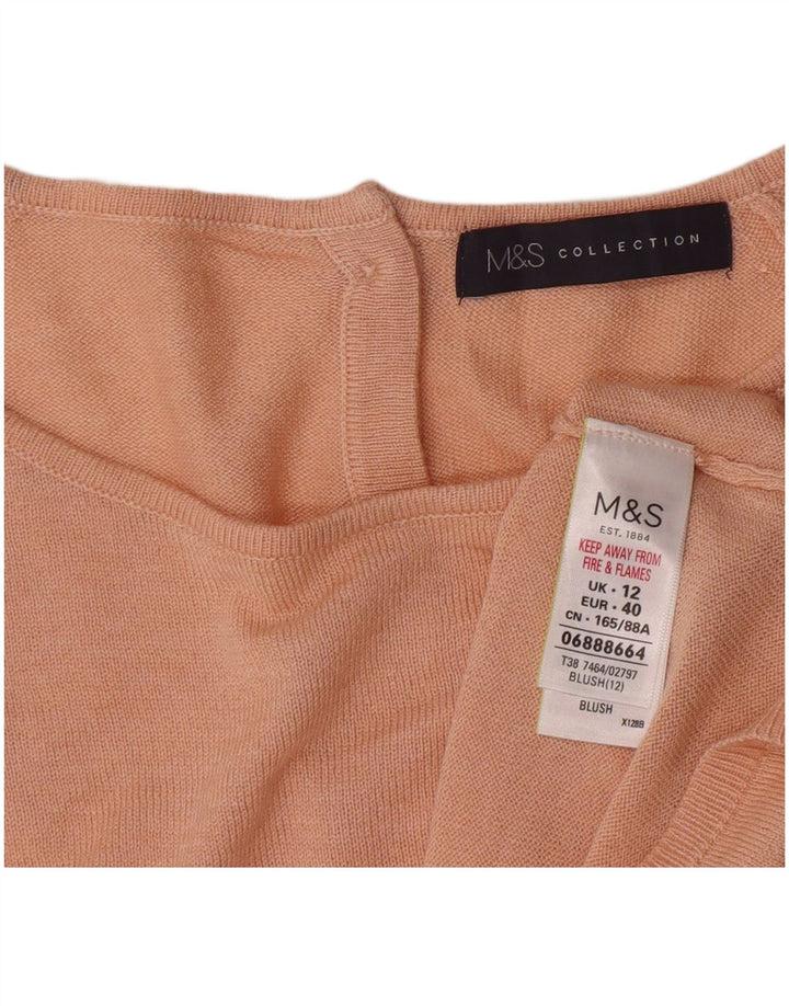 Marks & Spencer Womens Boat Neck Jumper Sweater UK 12 Medium  Pink Acrylic