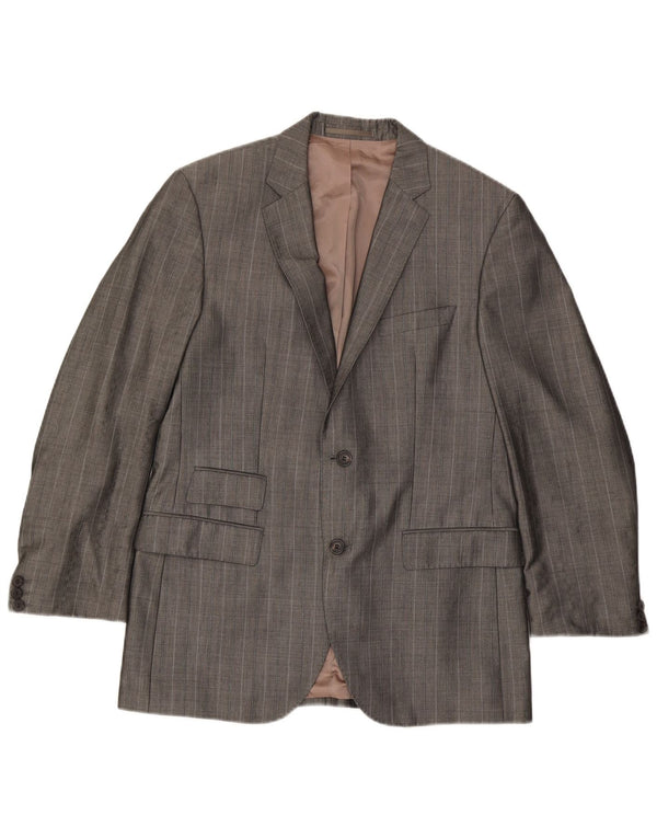 Hugo Boss Mens 2 Button Blazer Jacket EU 48 Medium Grey Pinstripe Viscose
