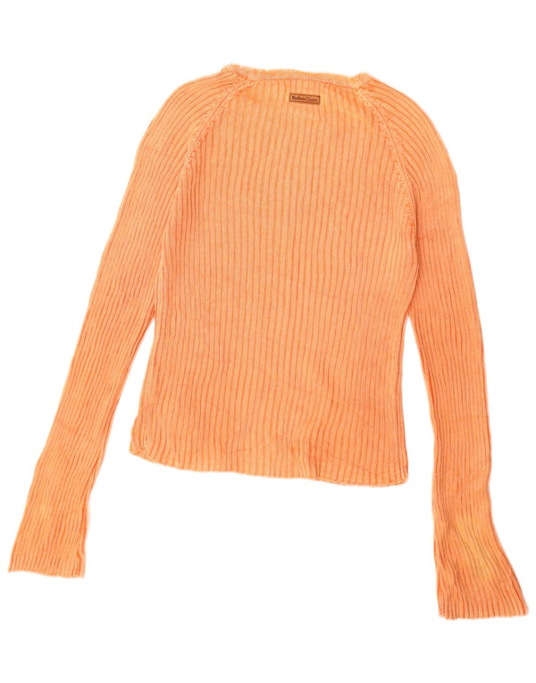 MARLBORO CLASSICS Womens Boat Neck Jumper Sweater UK 12 Medium Orange